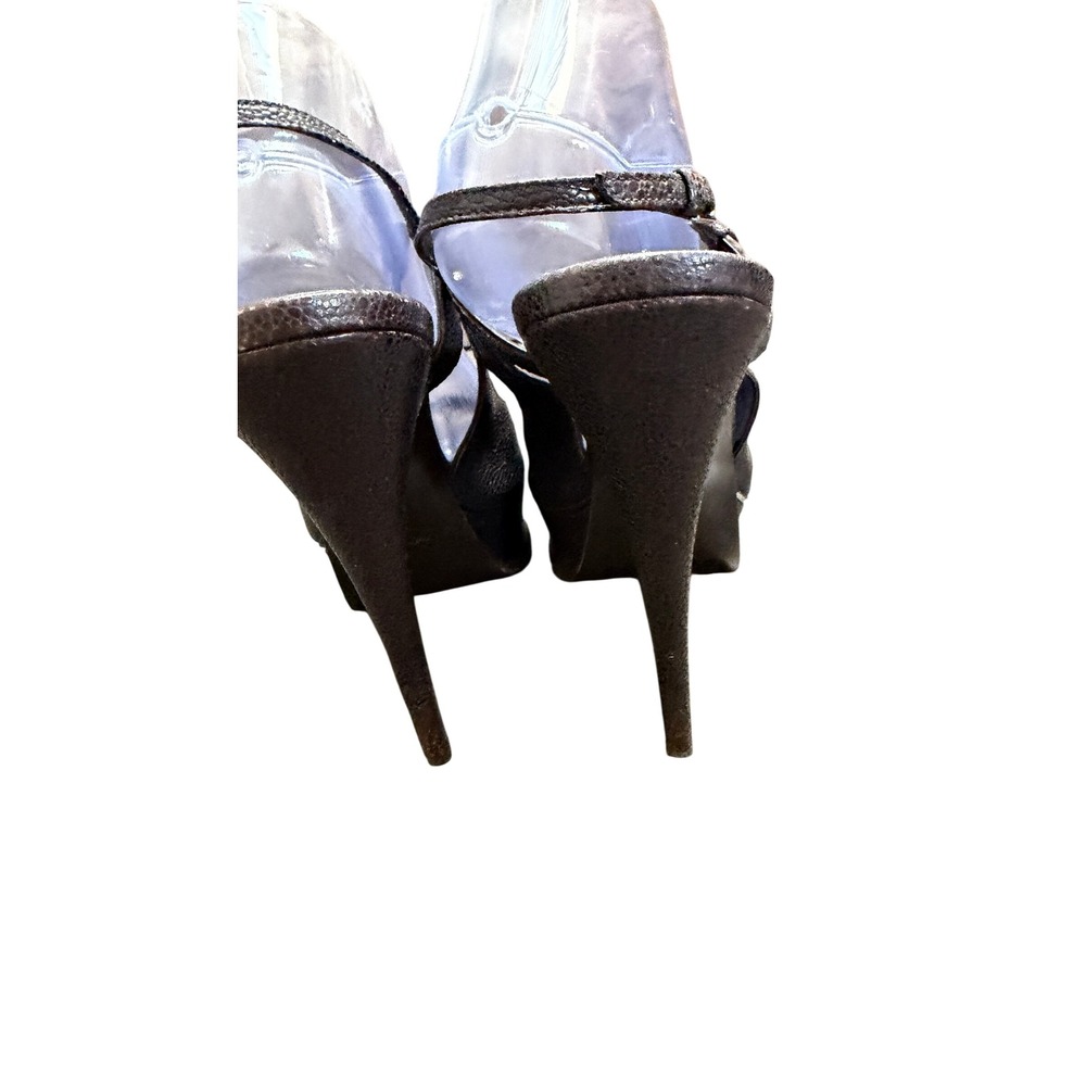 Yves Saint Laurent Tribute Platform Sandals Textured Leather Stiletto Heel 41 - Picture 10 of 13